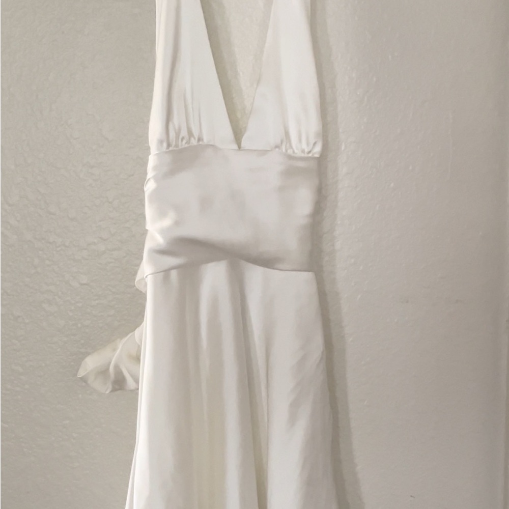 Zara White Satin Halter Mini Dress - Picture 6 of 7